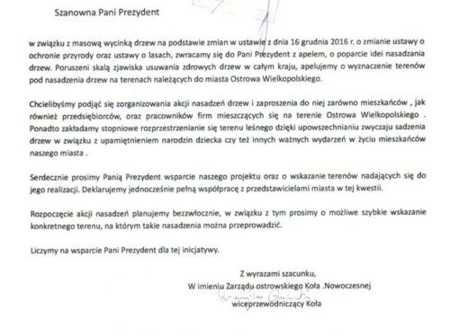 Nowoczesna walczy o drzewa